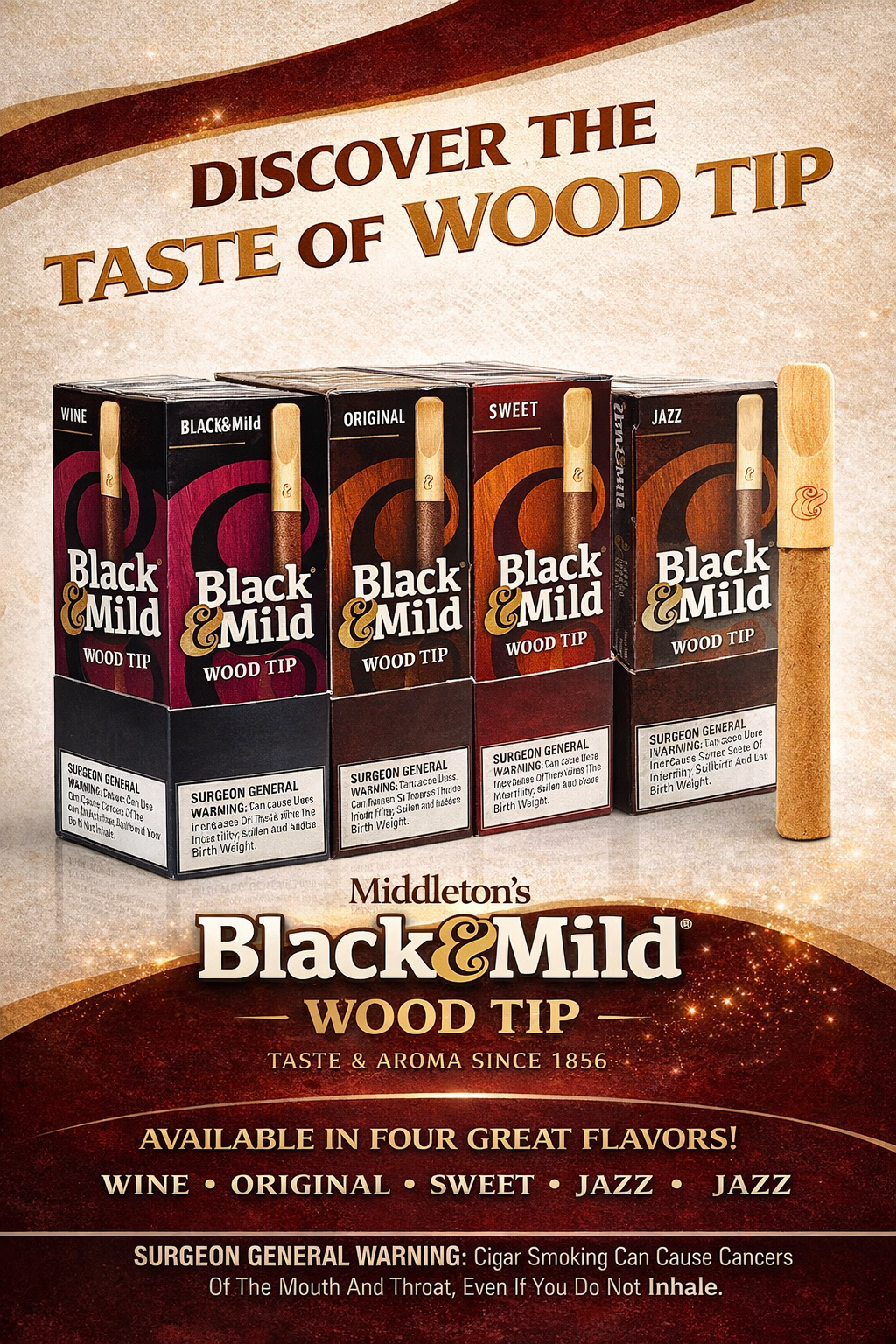 CGR Black N Mild 10CT/5PK Wood Tip (C30) product image